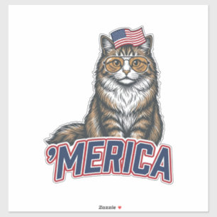 Patriotische Katze Merica Vintage Gravur Shirt Des Aufkleber