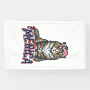 Patriotische Katze Merica Vintage Gravur Shirt Des Banner