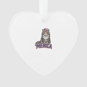 Patriotische Katze Merica Vintage Gravur Shirt Des Ornament
