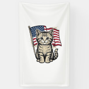 Patriotische Katze mit amerikanischer Flagge Vinta Banner