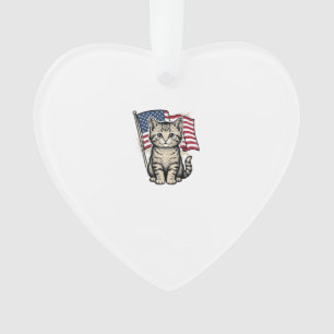 Patriotische Katze mit amerikanischer Flagge Vinta Ornament