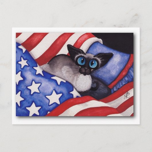 Patriotische Katze Postkarte (Vorderseite)
