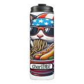 Patriotische Katze: Ramen, Hot Dog Fest Thermosbecher (Vorderseite)