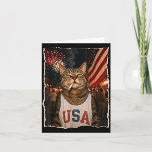Patriotische Katze raucht Zigarette 250 Jahre zum Karte