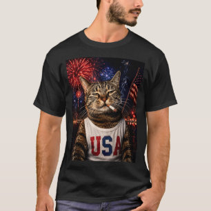 Patriotische Katze raucht Zigarette 250 Jahre zum T-Shirt