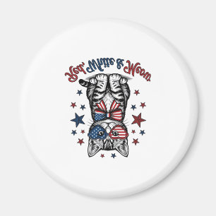 Patriotische Katze Rot Weiß und Miauen Vintage-Des Magnet