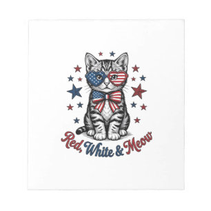 Patriotische Katze Rot Weiß und Miauen Vintage-Des Notizblock