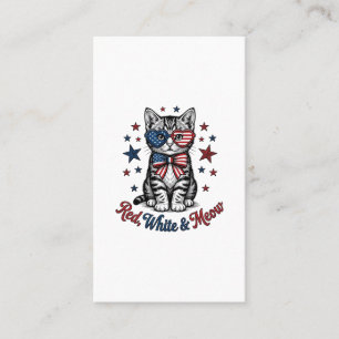 Patriotische Katze Rot Weiß und Miauen Vintage-Des Visitenkarte
