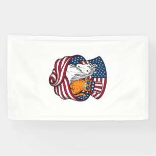Patriotische Katze und Einhorn Vintage-Vektordesig Banner