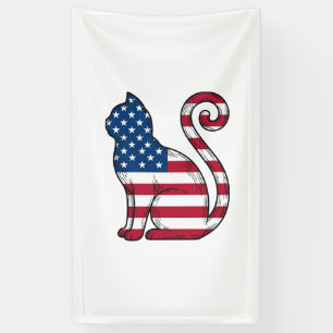 Patriotische Katze Vintage Gravur Vektor Design_1 Banner