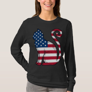 Patriotische Katze Vintage Gravur Vektor Design_1 T-Shirt