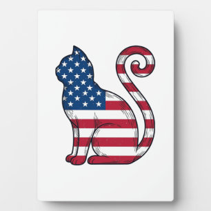 Patriotische Katze Vintage-Stich Vektor-Design_1 Fotoplatte