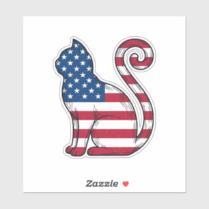 Patriotische Katze Vintage-Stich-Vektordesign_1 Aufkleber