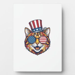 Patriotische Katze Vintage-Stickerei-Shirt-Design_ Fotoplatte