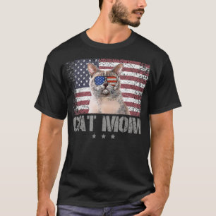 Patriotische Katzen Mama mit Sonnenbrille USA Fl T-Shirt