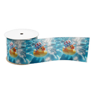 Patriotische Kautschukente in Pool Satinband