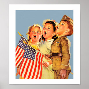 Patriotische Kinder - Illustration des Vintagen Ma Poster