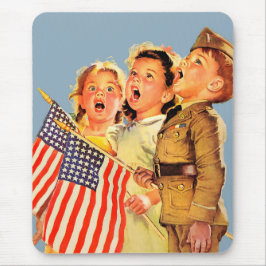Patriotische Kinder Vintage Illustration der 40er Mousepad