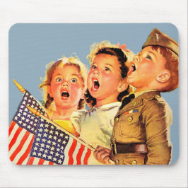 Patriotische Kinder Vintage Illustration der 40er Mousepad