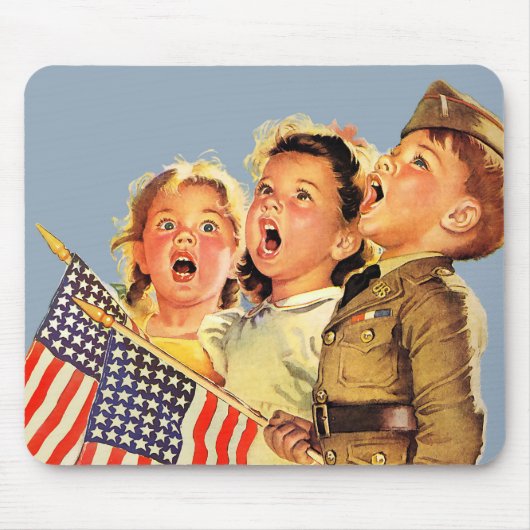 Patriotische Kinder Vintage Illustration der 40er  Mousepad (Vorne)