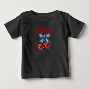 Patriotische Kirschen mit Sternen und Bow Baby T-shirt