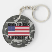 Patriotische Klassik und mächtiger Gott segne Amer Schlüsselanhänger (Rückseite)