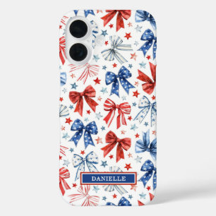 Patriotische Kokette Schleifen Monogramm iPhone 16 Hülle