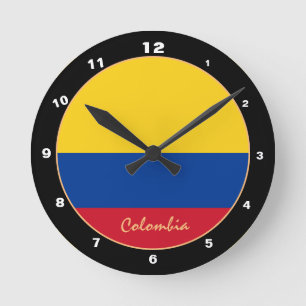 Patriotische kolumbianische Flagge, kolumbianische Runde Wanduhr