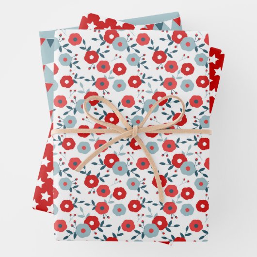 Patriotische Koordination von Papierblättern für d Geschenkpapier Set (Beispiel)