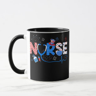 Patriotische Krankenschwester 4. Juli Amerikanisch Tasse