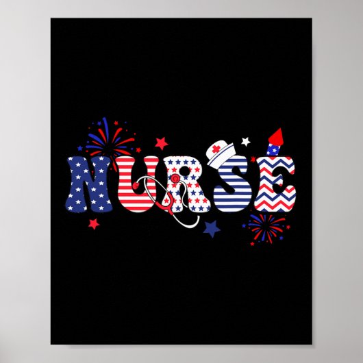 Patriotische Krankenschwester 4. Juli Poster (Vorne)