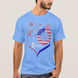 Patriotische Krankenschwester 4. Juli US-Flagge So T-Shirt