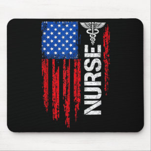 Patriotische Krankenschwester Amerikanische Flagge Mousepad