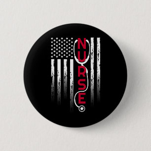 Patriotische Krankenschwester mit Flaggenstethosko Button
