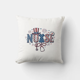 Patriotische Krankenschwester Vintage-Stich Vektor Kissen