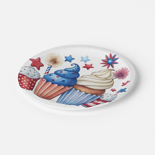 Patriotische Kuchen Pappteller (Schrägansicht)