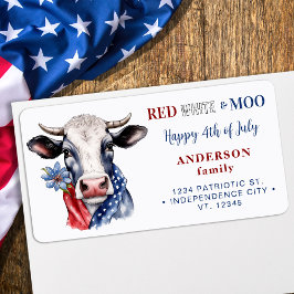 Patriotische Kuh 4. Juli Farm Rücksendeadresse Adressaufkleber