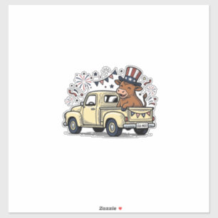 Patriotische Kuh 4. Juli LKW-Vektordesign_1 Aufkleber