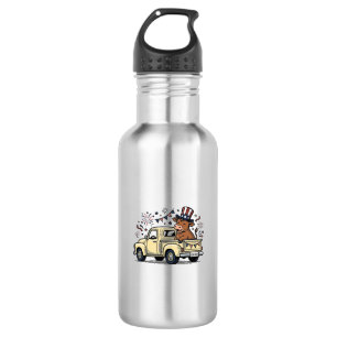 Patriotische Kuh 4. Juli LKW-Vektordesign_1 Edelstahlflasche