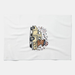 Patriotische Kuh 4. Juli LKW-Vektordesign_1 Geschirrtuch
