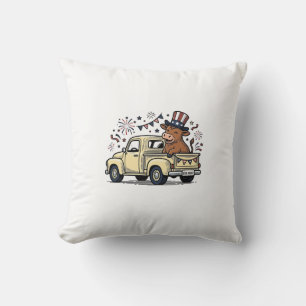 Patriotische Kuh 4. Juli LKW-Vektordesign_1 Kissen
