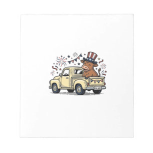 Patriotische Kuh 4. Juli LKW-Vektordesign_1 Notizblock