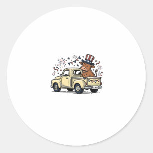 Patriotische Kuh 4. Juli LKW-Vektordesign_1 Runder Aufkleber