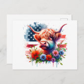 Patriotische Kuh am 4. Juli Postkarte (Vorne/Hinten)