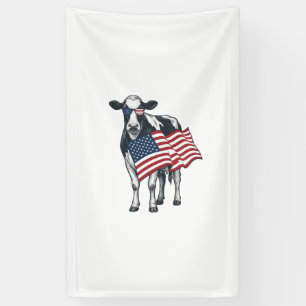 Patriotische Kuh Amerikanische Flagge Vintage Grav Banner