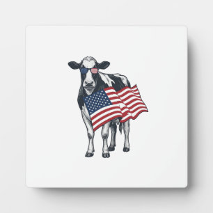 Patriotische Kuh Amerikanische Flagge Vintage Grav Fotoplatte