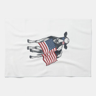 Patriotische Kuh Amerikanische Flagge Vintage Grav Geschirrtuch