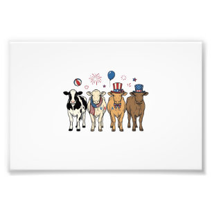 Patriotische Kuh-Aufstellung Vintage-Vector-Shirt- Fotodruck