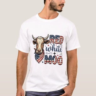 Patriotische Kuh Rot Weiß Moo 4. Juli Shirt Desi