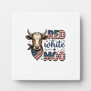 Patriotische Kuh Rot Weiß Moo 4. Juli Shirt Desi Fotoplatte